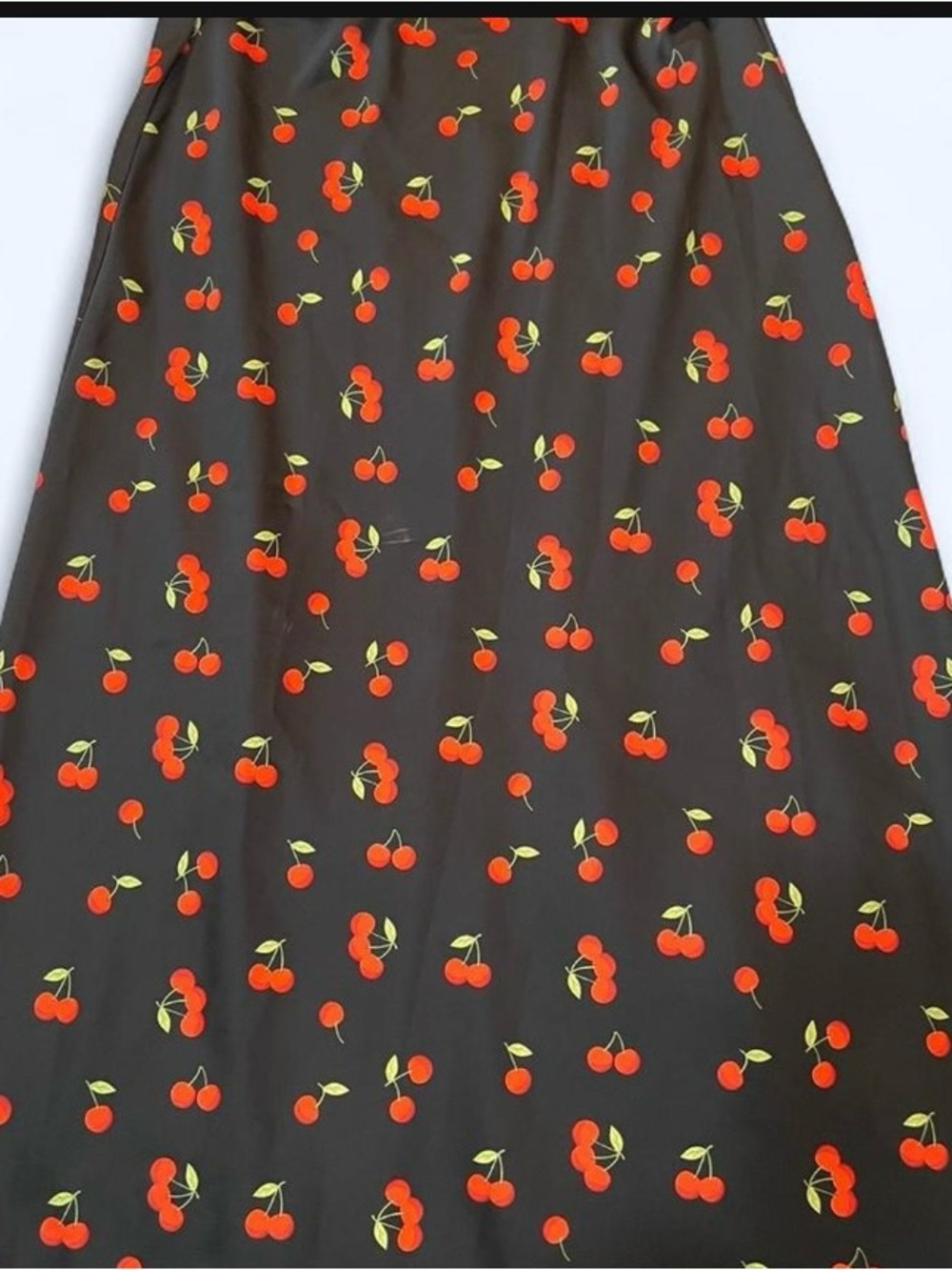 Cherry-Print Maxi Skirt in Black